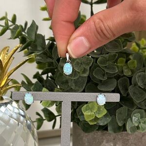 Sterling Silver Opal Earrings and pendant set